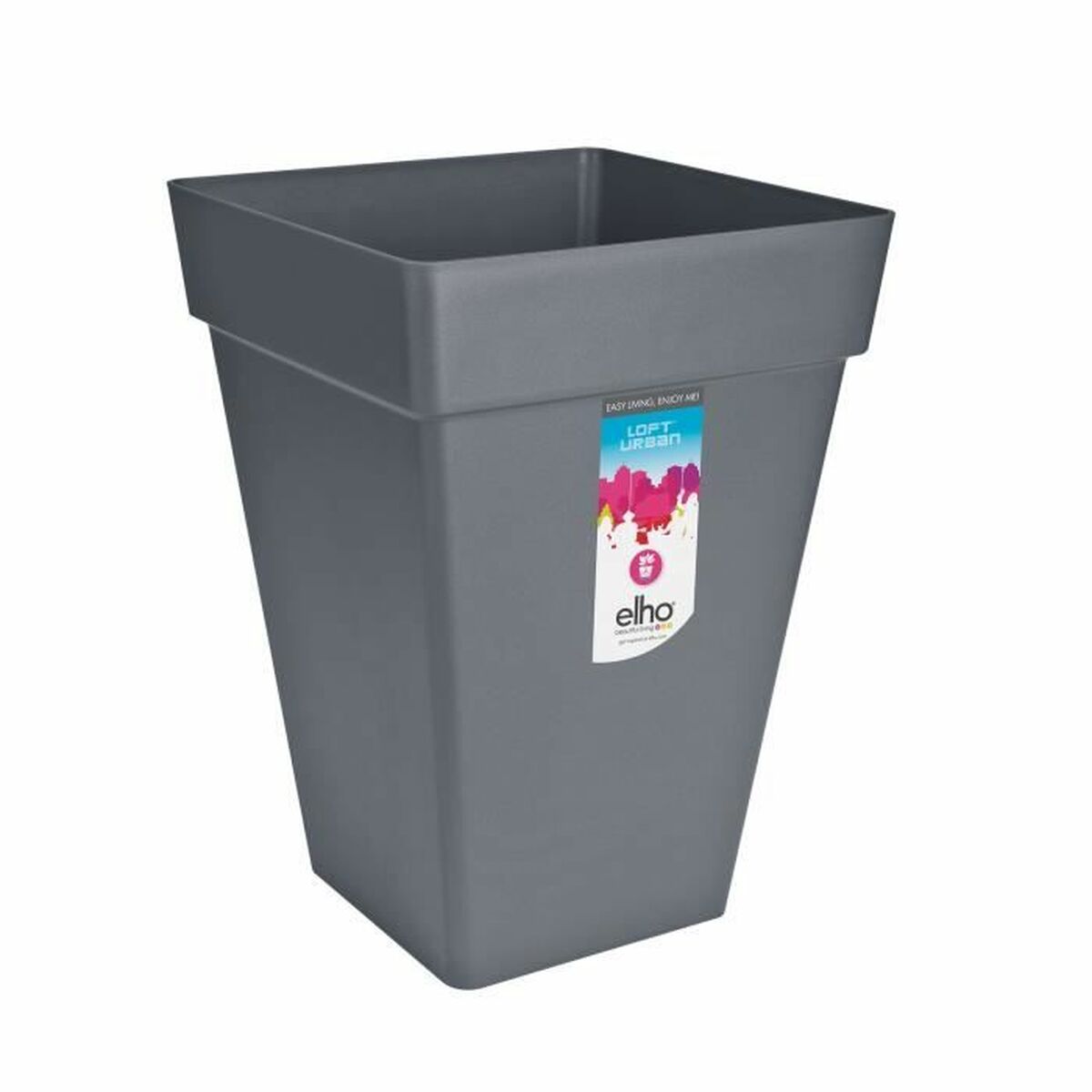 Kruka Elho Antracitgrå polypropen Plast Fyrkantig Modern 37 cm