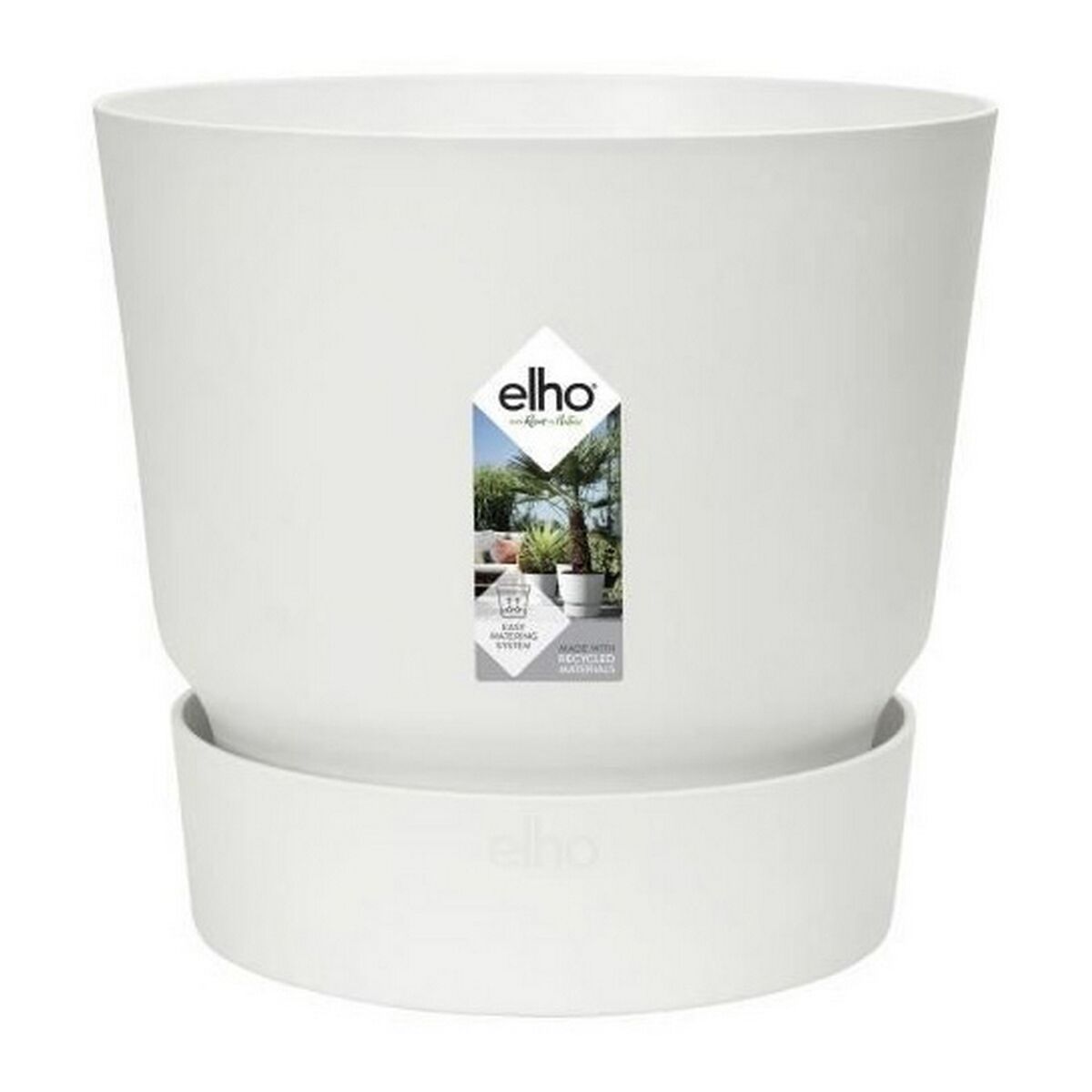 Blomkruka med fat Elho Greenville Ø 39 x 36,8 cm Rund Vit Plast
