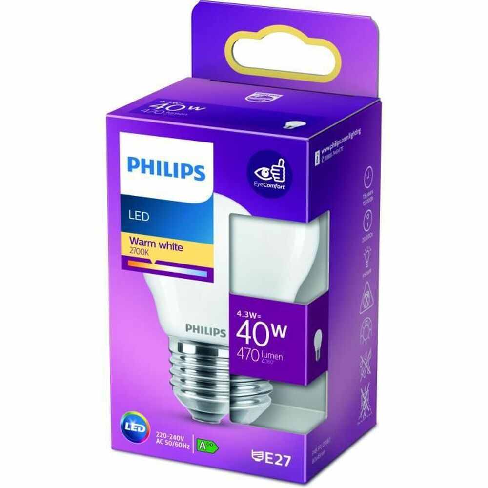 LED-lampa Philips F 40 W 4,3 W E27 470 lm 4,5 x 8,2 cm (2700 K)