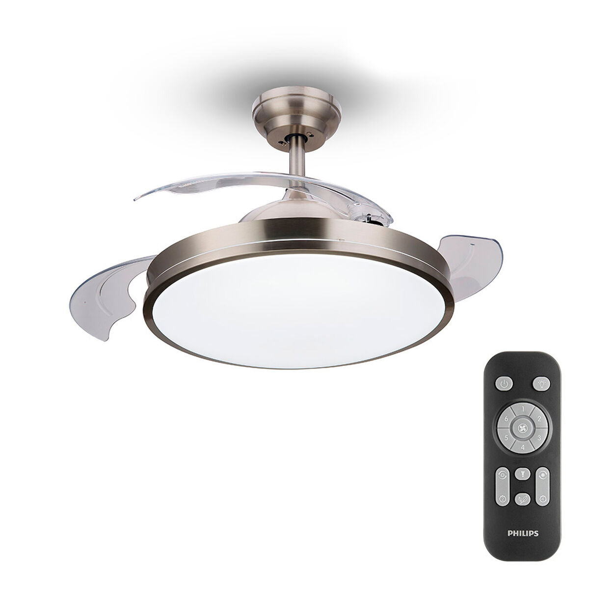 Takfläkt med belysning Philips Atlas 35 W 28 W 4500 Lm ickel (2700 K)