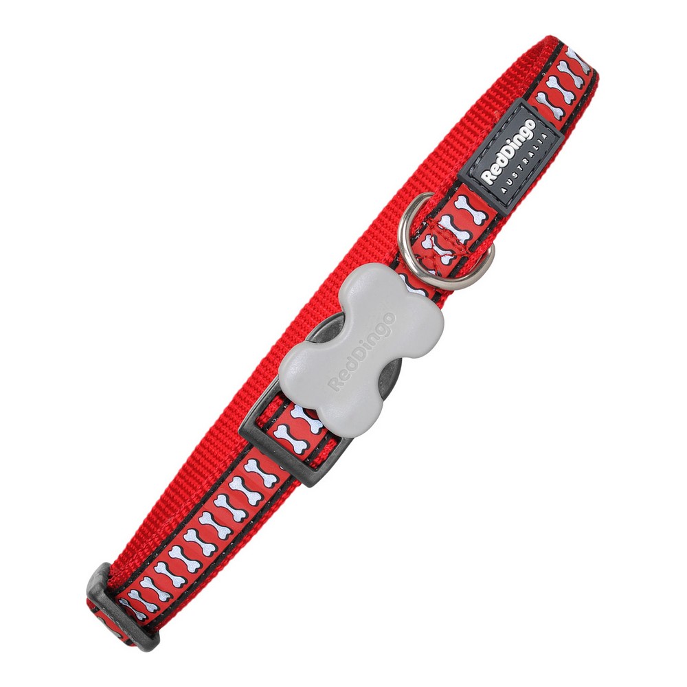 Hundhalsband Red Dingo Reflekterande Ben Röd (2,5 x 41-63 cm)