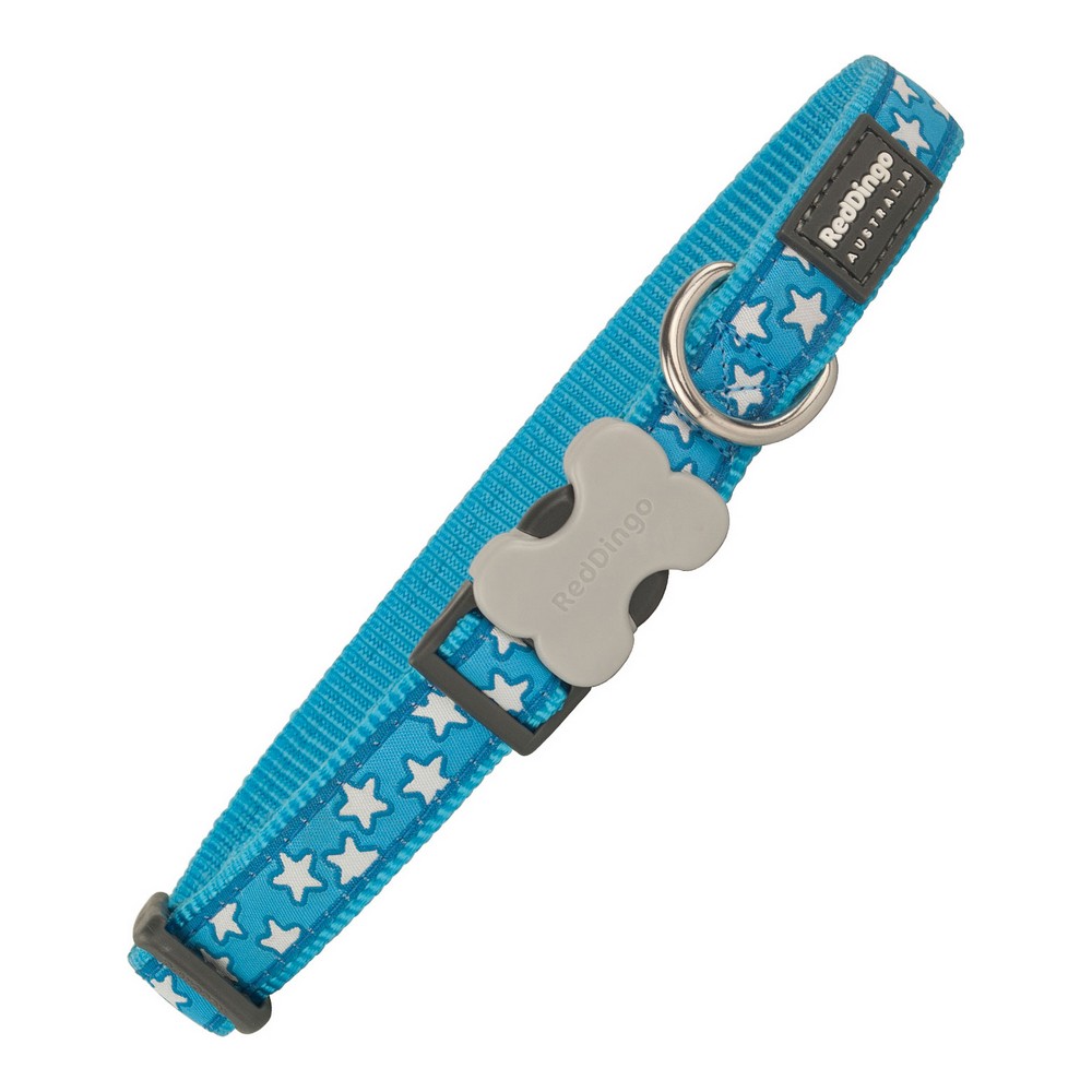 Hundhalsband Red Dingo Style Turkos Stjärnor (2,5 x 41-63 cm)