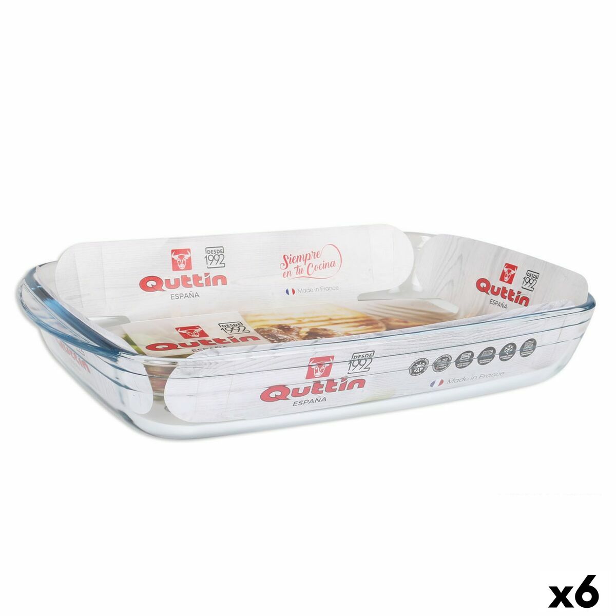 Ugnsform Quttin Transparent Glas Rektangulär 3 L 35,4 x 22 x 5,5 cm (6 antal)