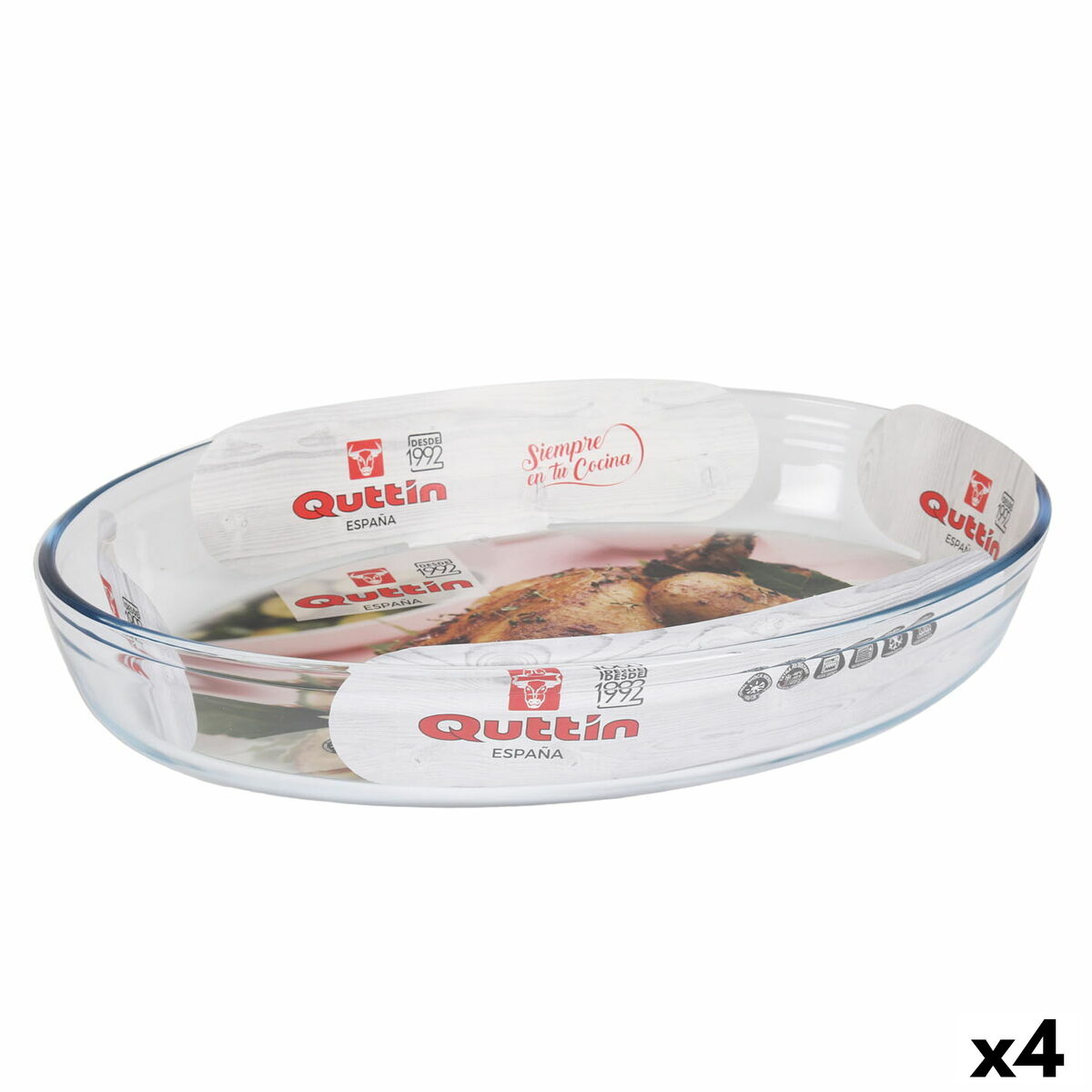 Ugnsform Quttin Transparent Glas Avlång 4,5 L 39,6 x 27,35 x 6,6 (4 antal)