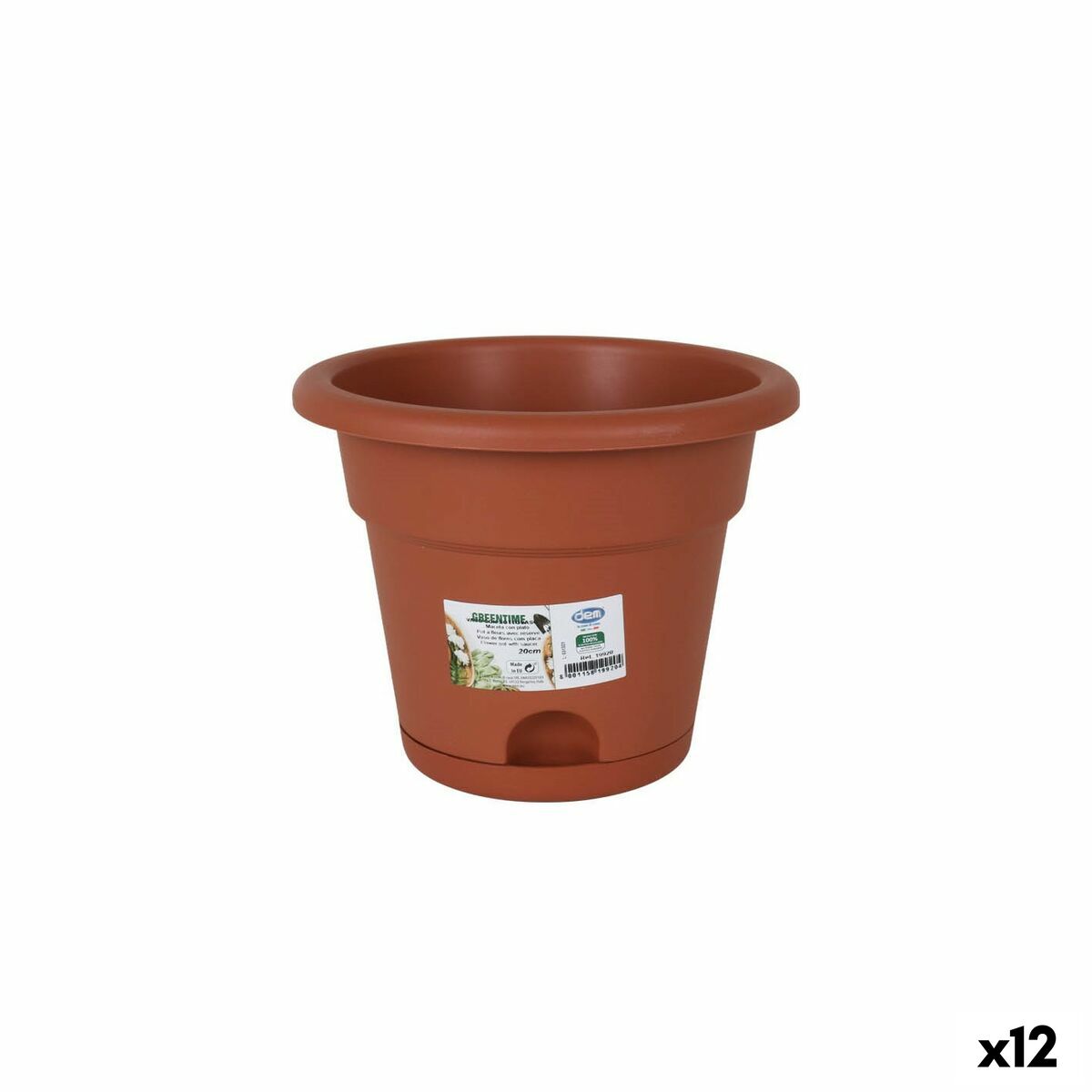 Blomkruka med fat Dem Greentime Brun 20 x 20 x 16 cm (12 antal)