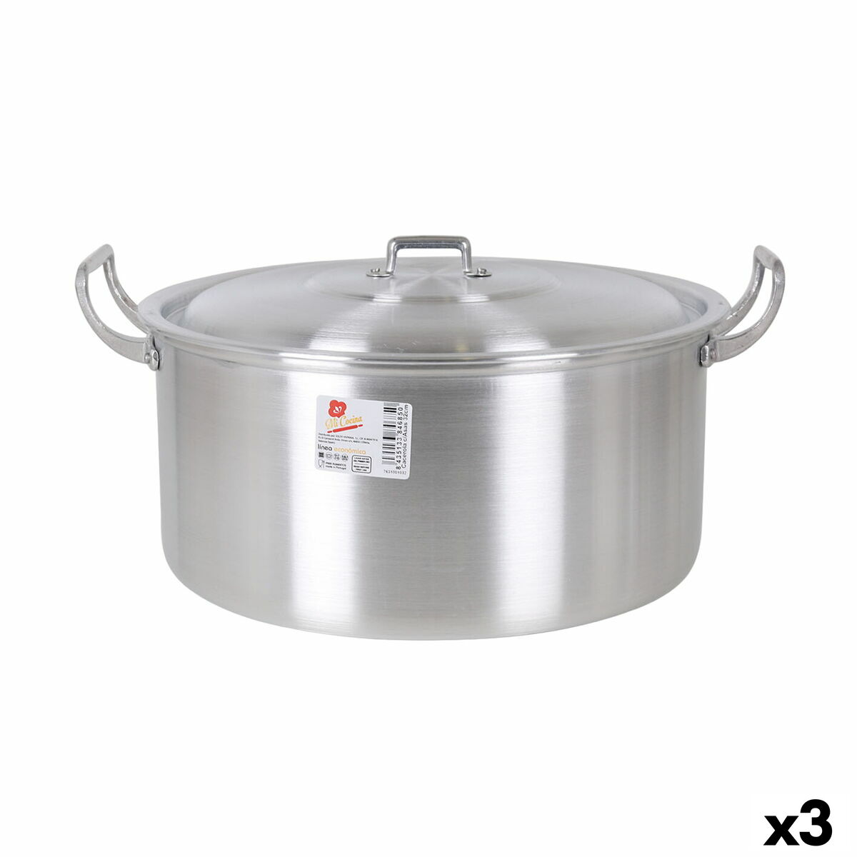 Kastrull med lock Aluminium 41 x 33 x 19 cm (3 antal)