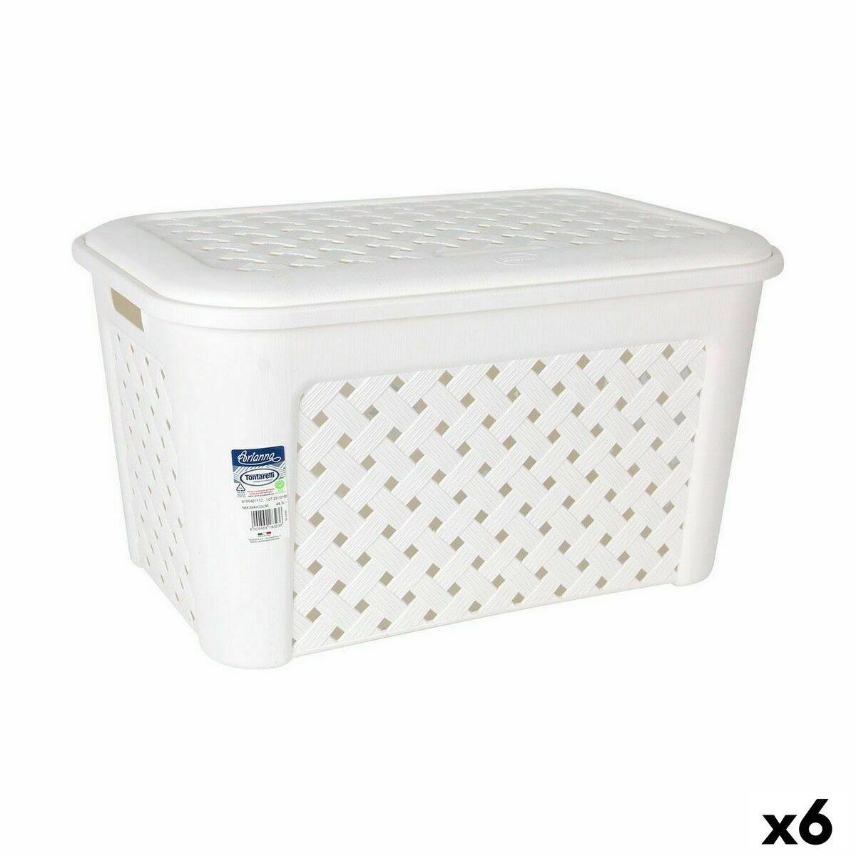 Tvättkorg Tontarelli Arianna Med lock Vit 58 x 39 x 32 cm (6 antal)