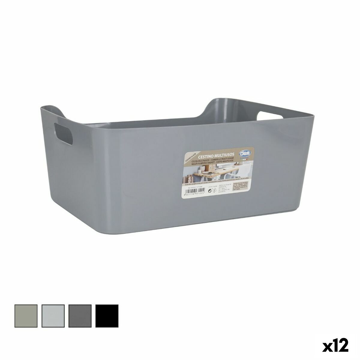 Multifunktionell korg Dem Med handtag 33 x 24 x 14,5 cm (12 antal)