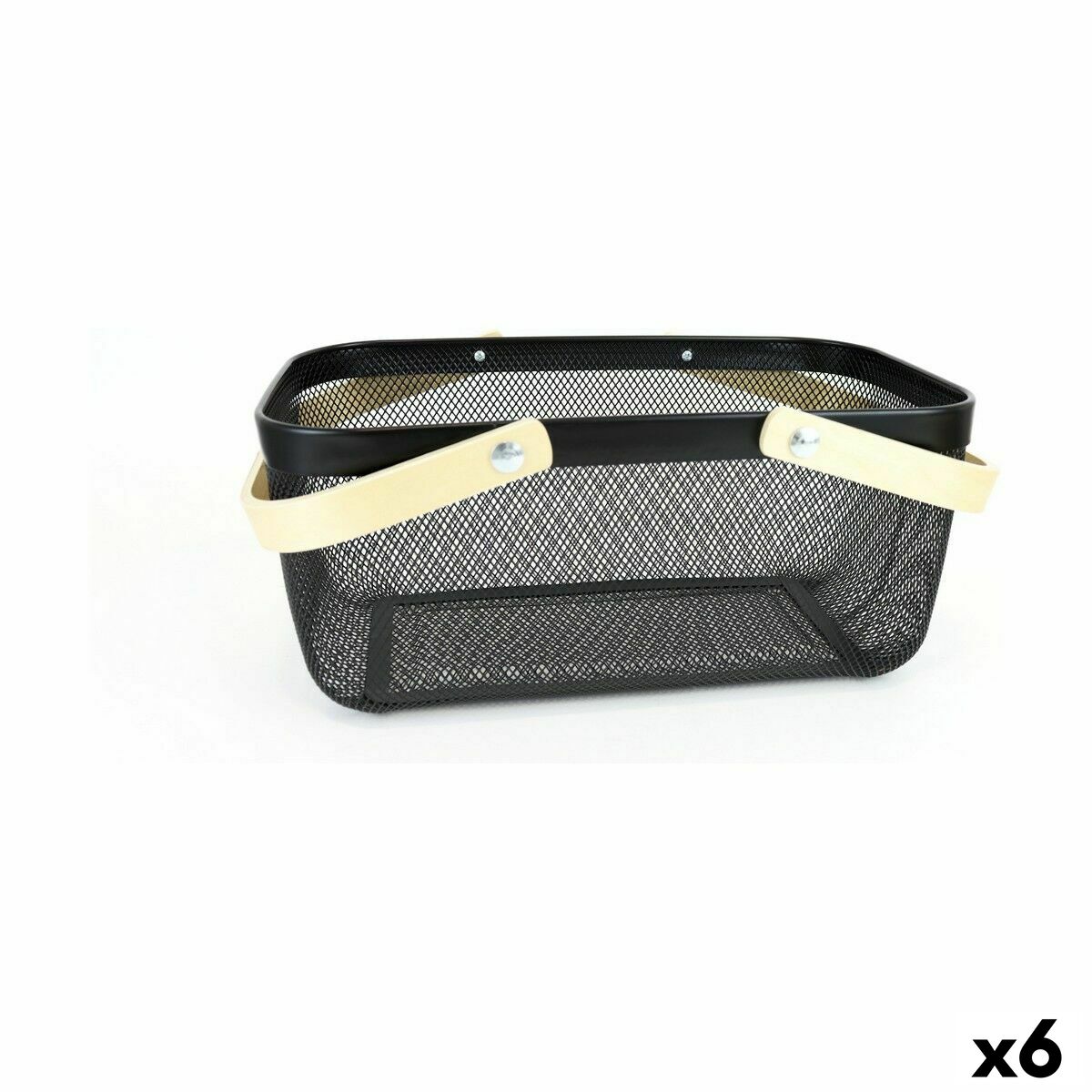 Multifunktionell korg Confortime Trä Metall 40 x 28 x 18 cm (6 antal)