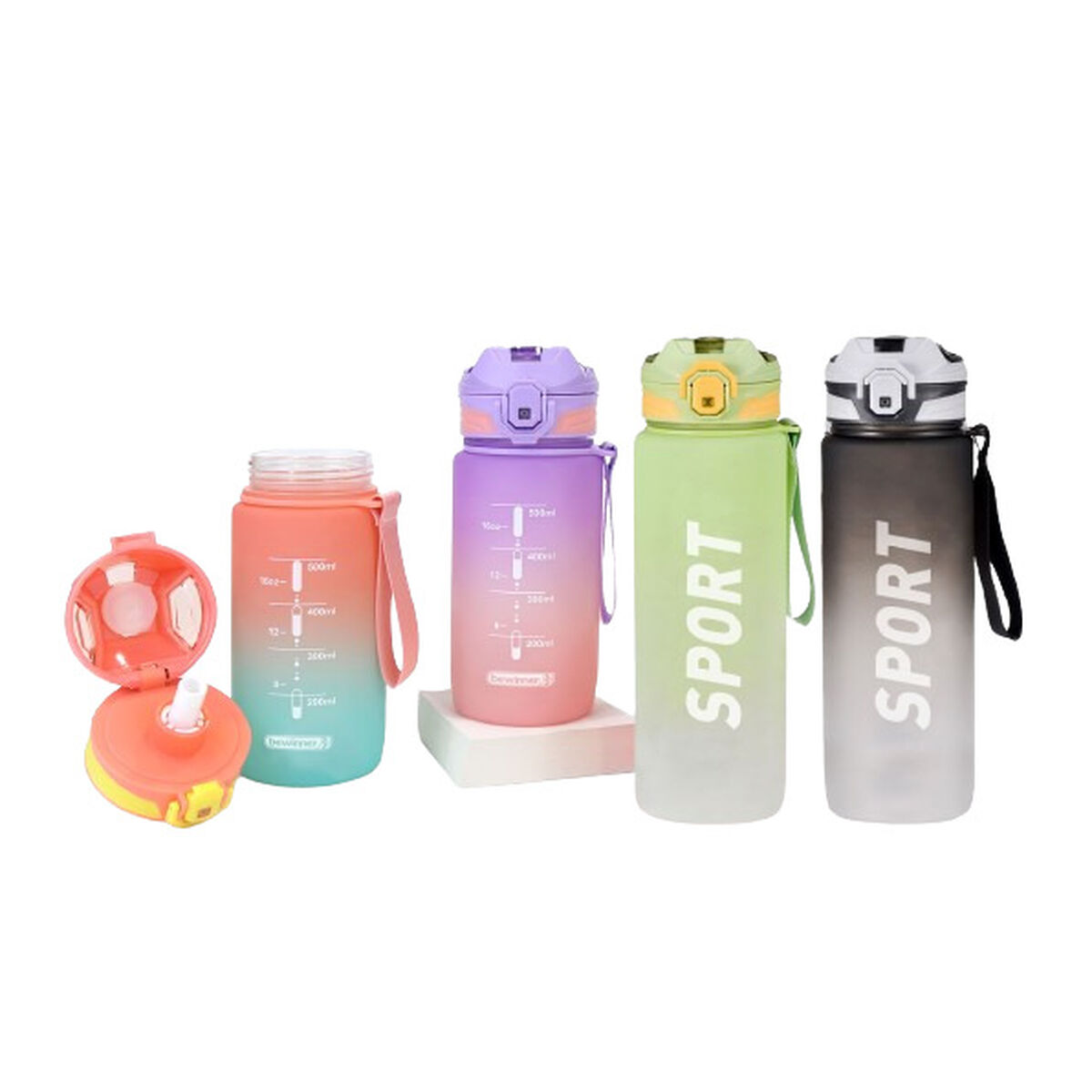 Flaska med lock och sugrör Bewinner Multicolour 800 ml
