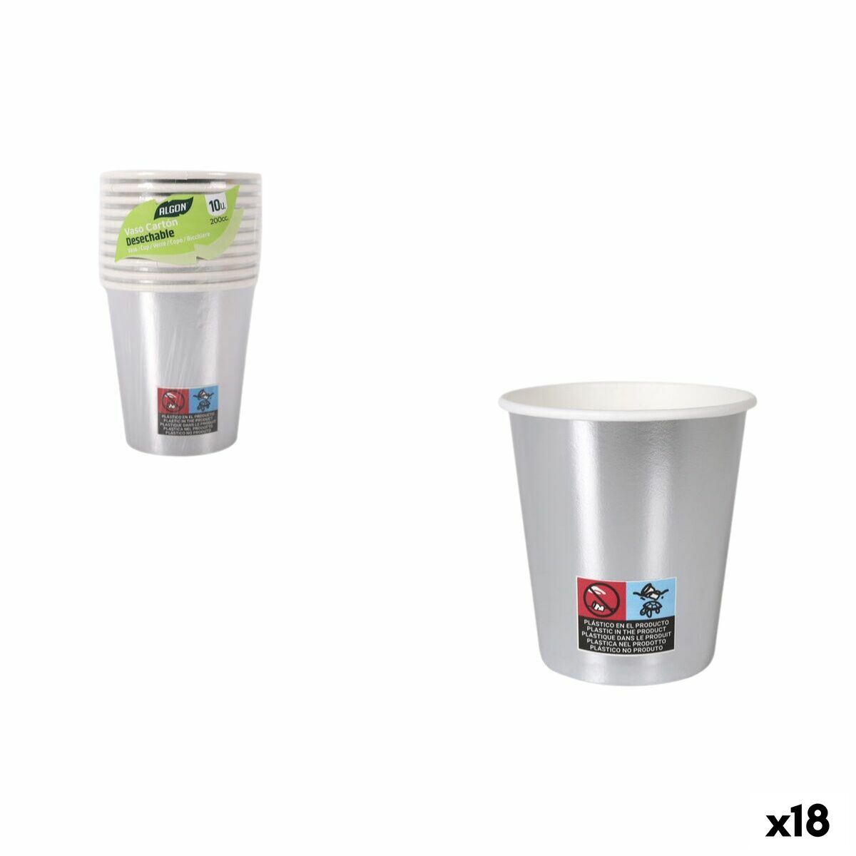 Glasset Algon Silvrig 200 ml 10 Delar (18 antal)