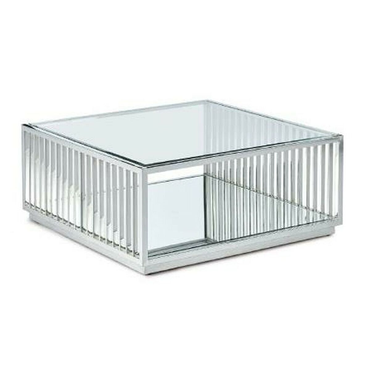 Soffbord DKD Home Decor Transparent Silvrig Stål Speglar 100 x 100 x 45 cm
