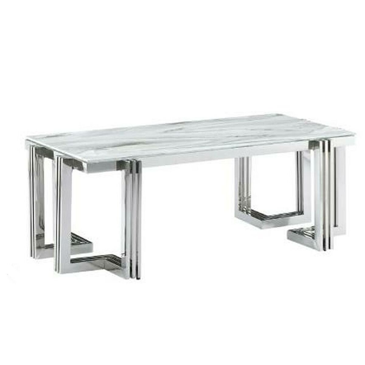 Soffbord DKD Home Decor Vit Silvrig Glas Stål 120 x 60 x 45 cm