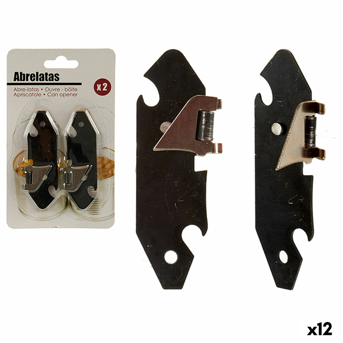 Konservöppnare Silvrig Svart (1 x 15 x 9 cm) (12 antal)