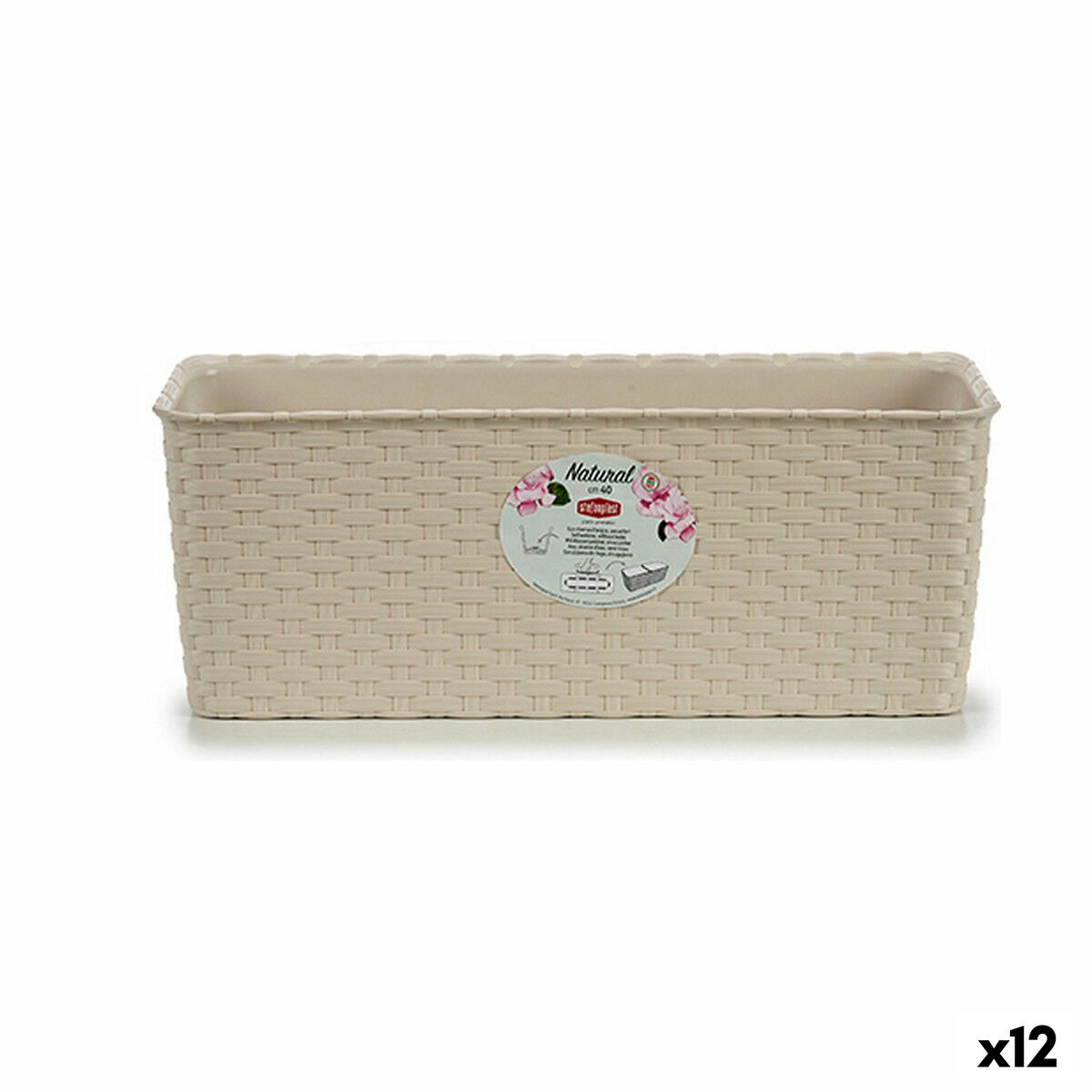 Blomlåda Stefanplast 15,5 x 13,5 x 38,5 cm Beige Plast (12 antal)