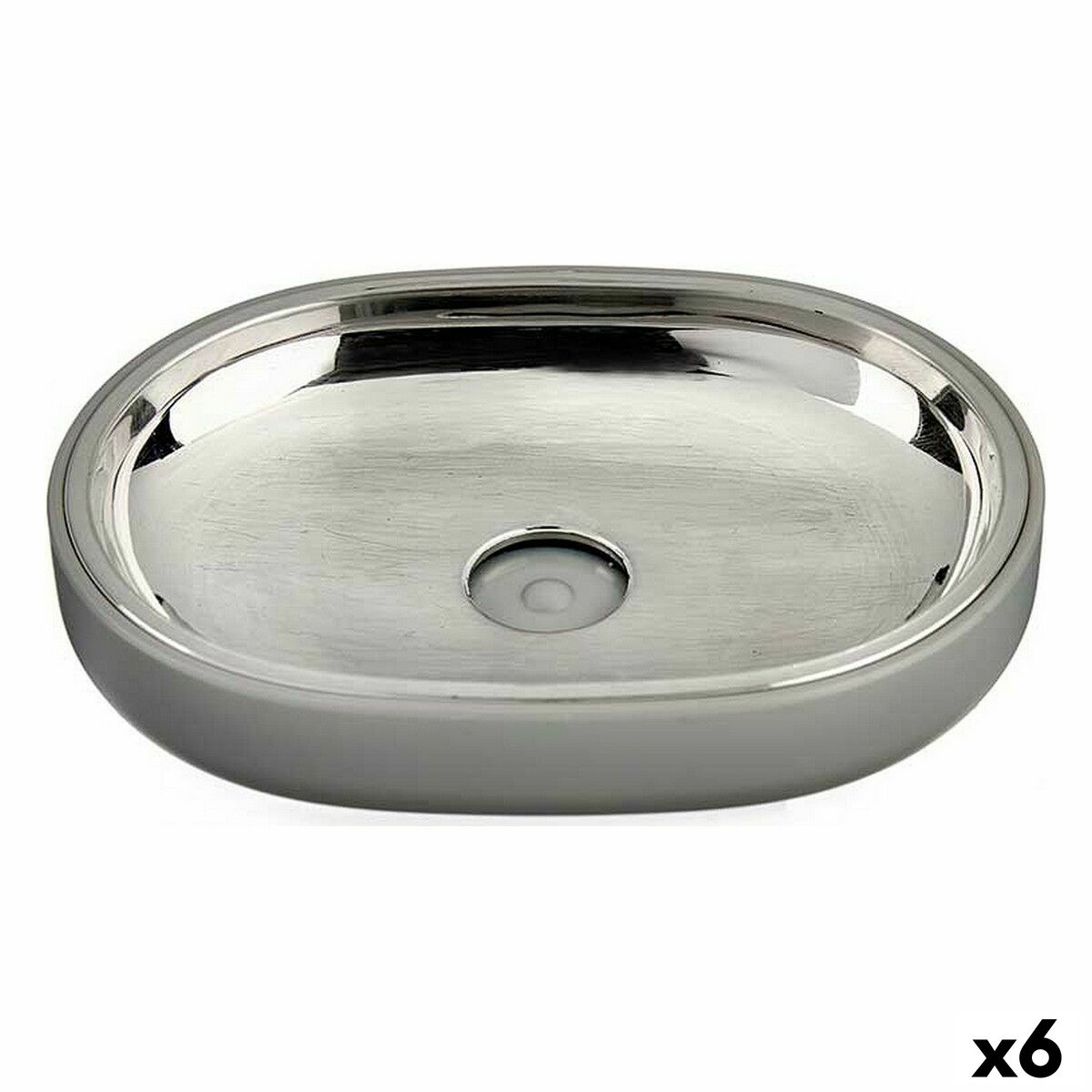 Tvålfat Berilo BP15-004-3 Grå Silvrig Rostfritt stål Plast 9,5 x 2,5 x 13 cm (6 antal)