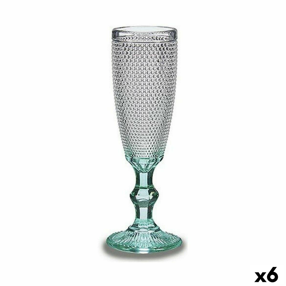Champagneglas Vivalto PR05720ZD/BHA6 Transparent Turkos Glas 185 ml Poäng (6 antal)