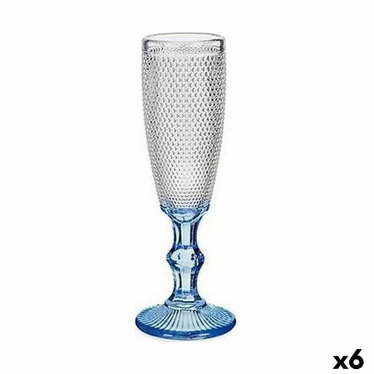 Champagneglas Vivalto PR05720ZD/BHA6 BLUE Blå Transparent Glas 180 ml Poäng (6 antal)