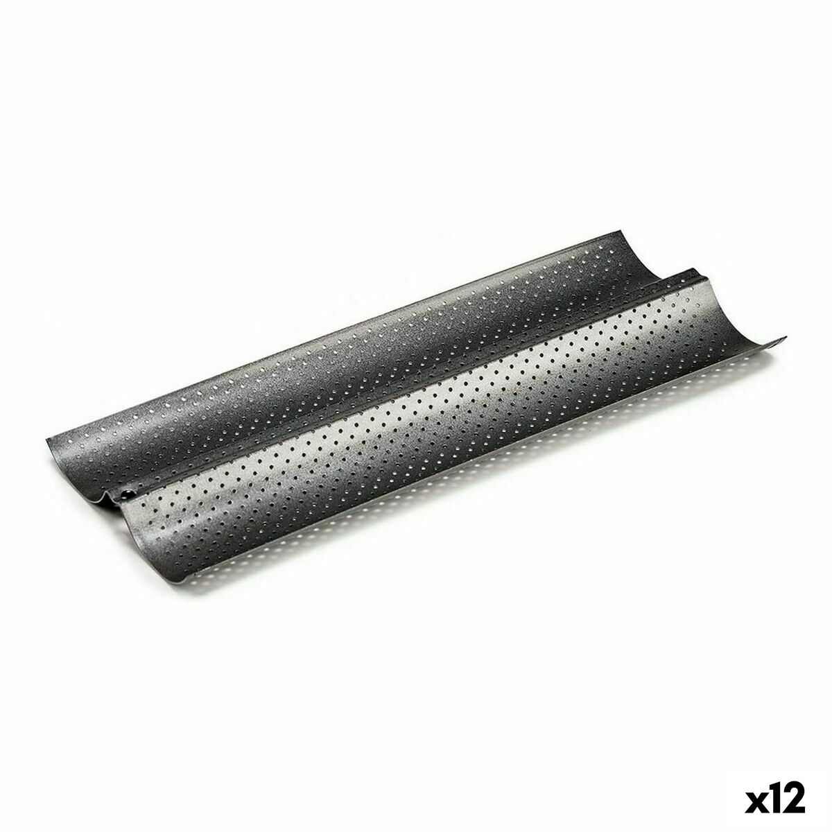 Baguetteplåt Mörkgrå Metall Kolstål 16 x 2,5 x 38 cm Bröd (12 antal)