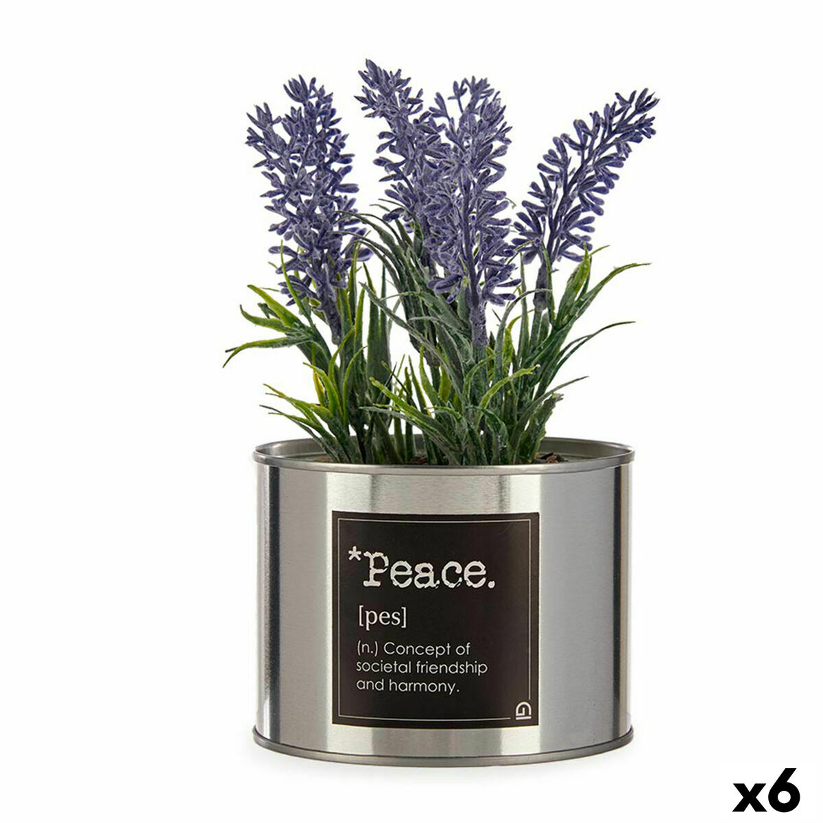 Dekorativ växt Ibergarden Metall Plast Can Lavendel 10 x 18 x 10 cm (6 antal)
