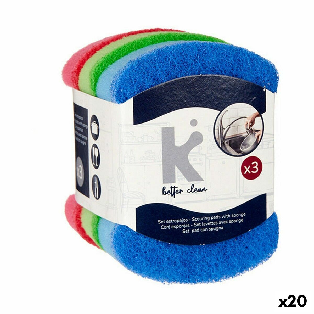 Uppsättning av skurmaskiner Multicolour Slipande fiber 7 X 10 X 2,5 cm (20 antal)