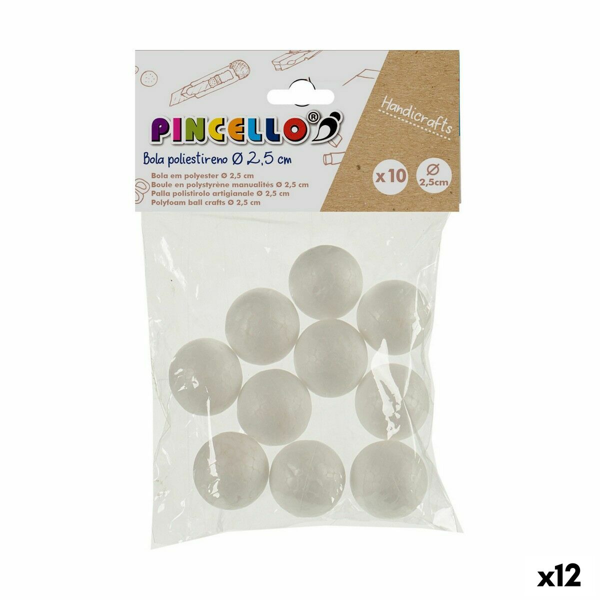 Pysselmaterial Bollar polystyren Ø 2,5 cm Vit 12 antal