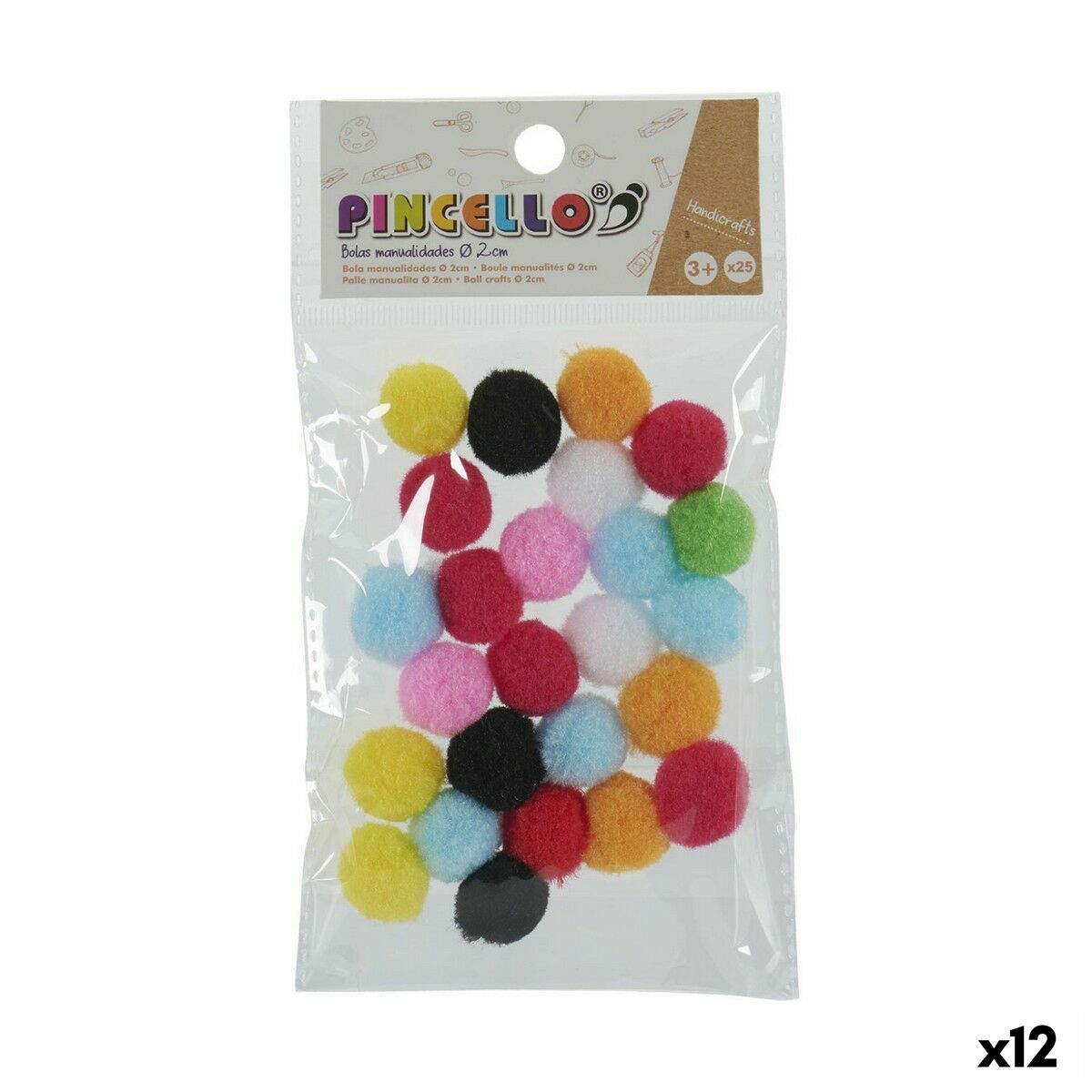 Pysselmaterial Pincello Bollar Multicolour Ø 2 cm 12 antal