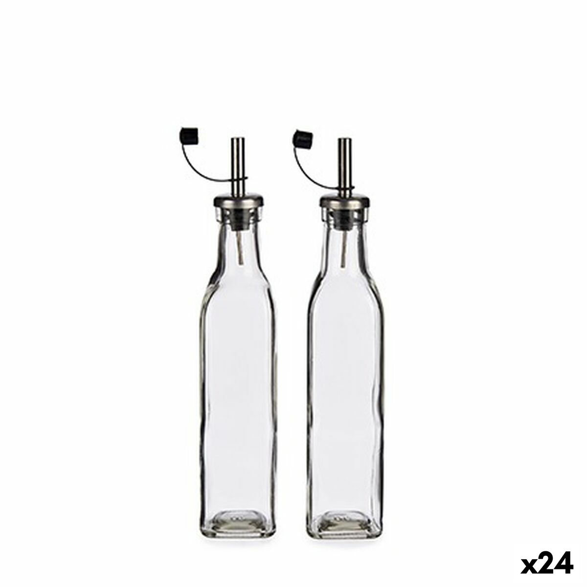 Set med olja och vinäger Vivalto WJ7069-M Transparent Metall Glas Plast 300 ml (24 antal)