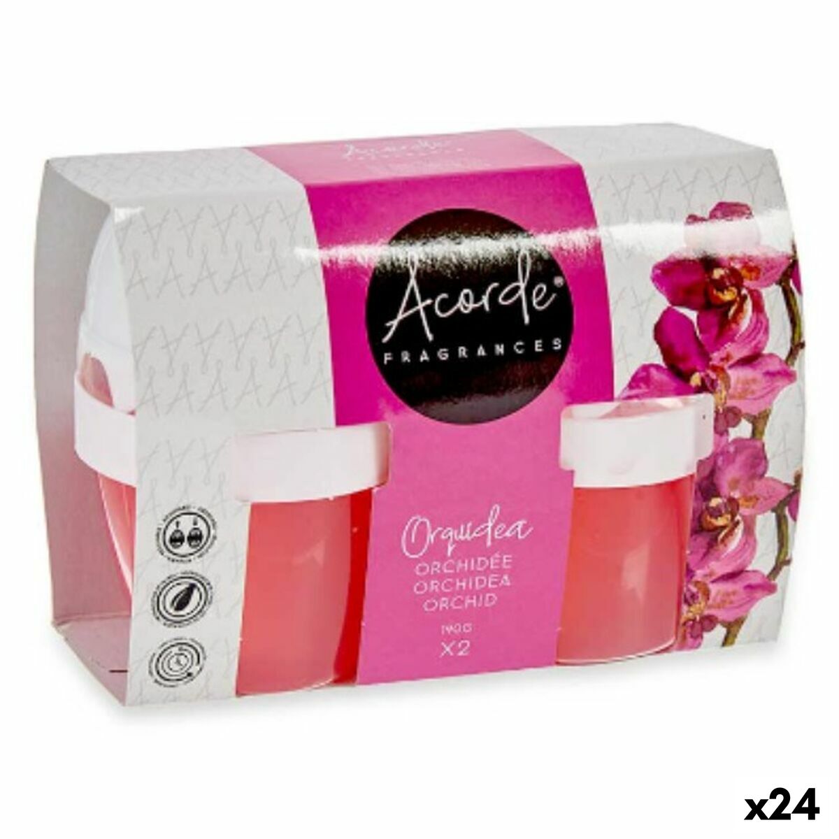 Set med luftfräschare Acorde 1165-ORQUDIA Orkidé Gel (24 antal)