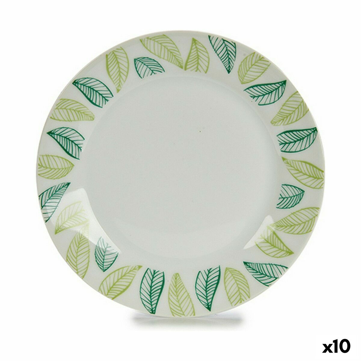 Dessert Blad Vit Grön Ø 19 cm Porslin (10 antal)