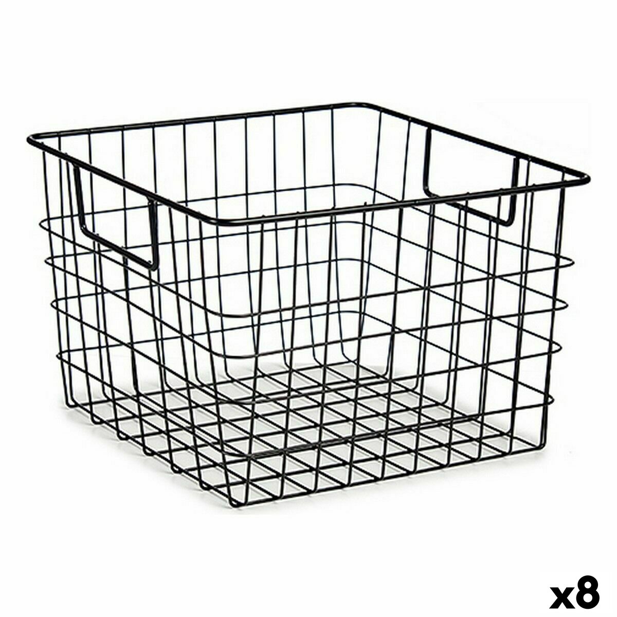 Multifunktionell korg Kinvara W7318 Svart Stål 29 x 19,5 x 32 cm Med handtag (8 antal)