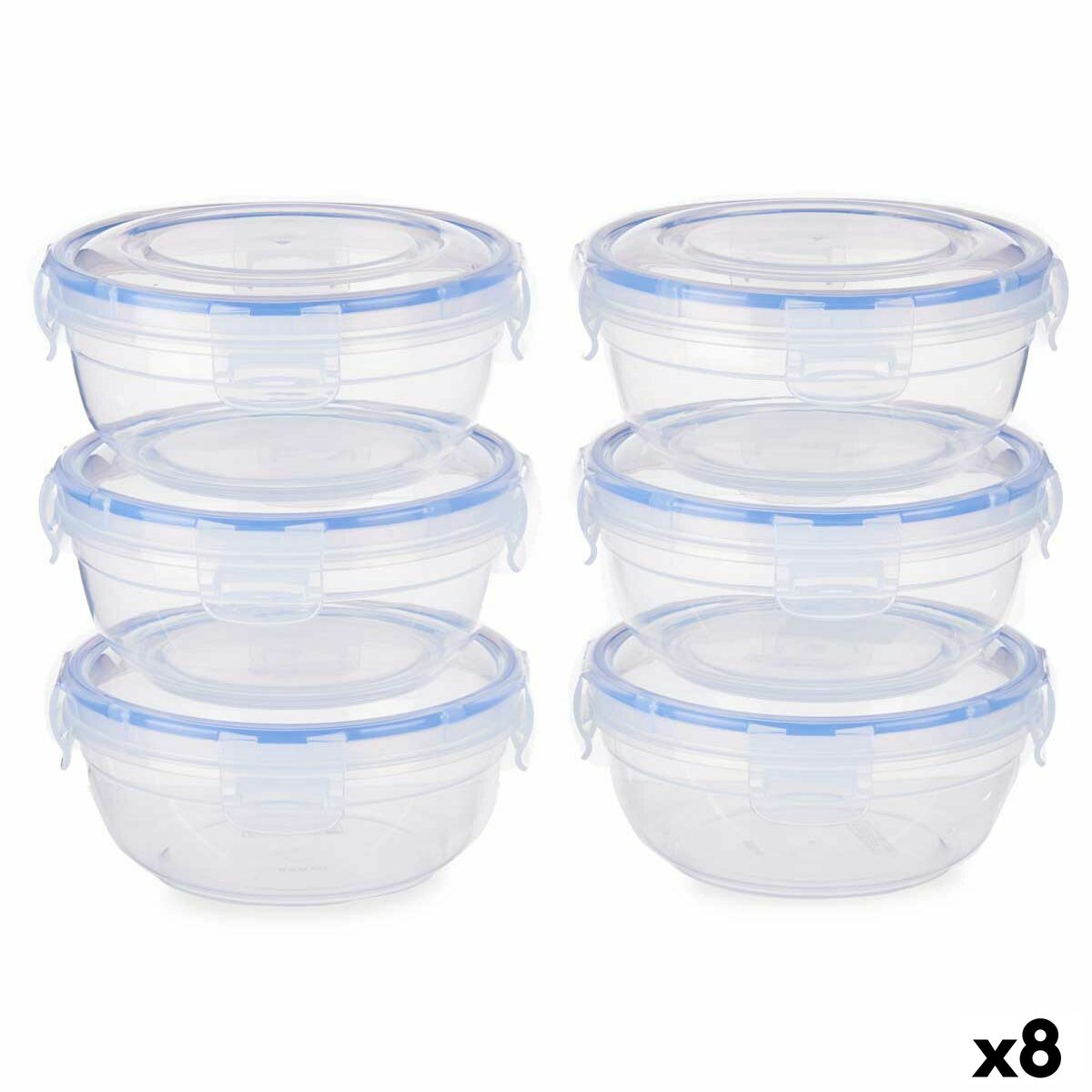 Lunchlådor, set Leknes 30502 Blå Transparent Plast 800 ml 15,5 x 7,5 x 15,5 cm Hermetisk (8 antal)