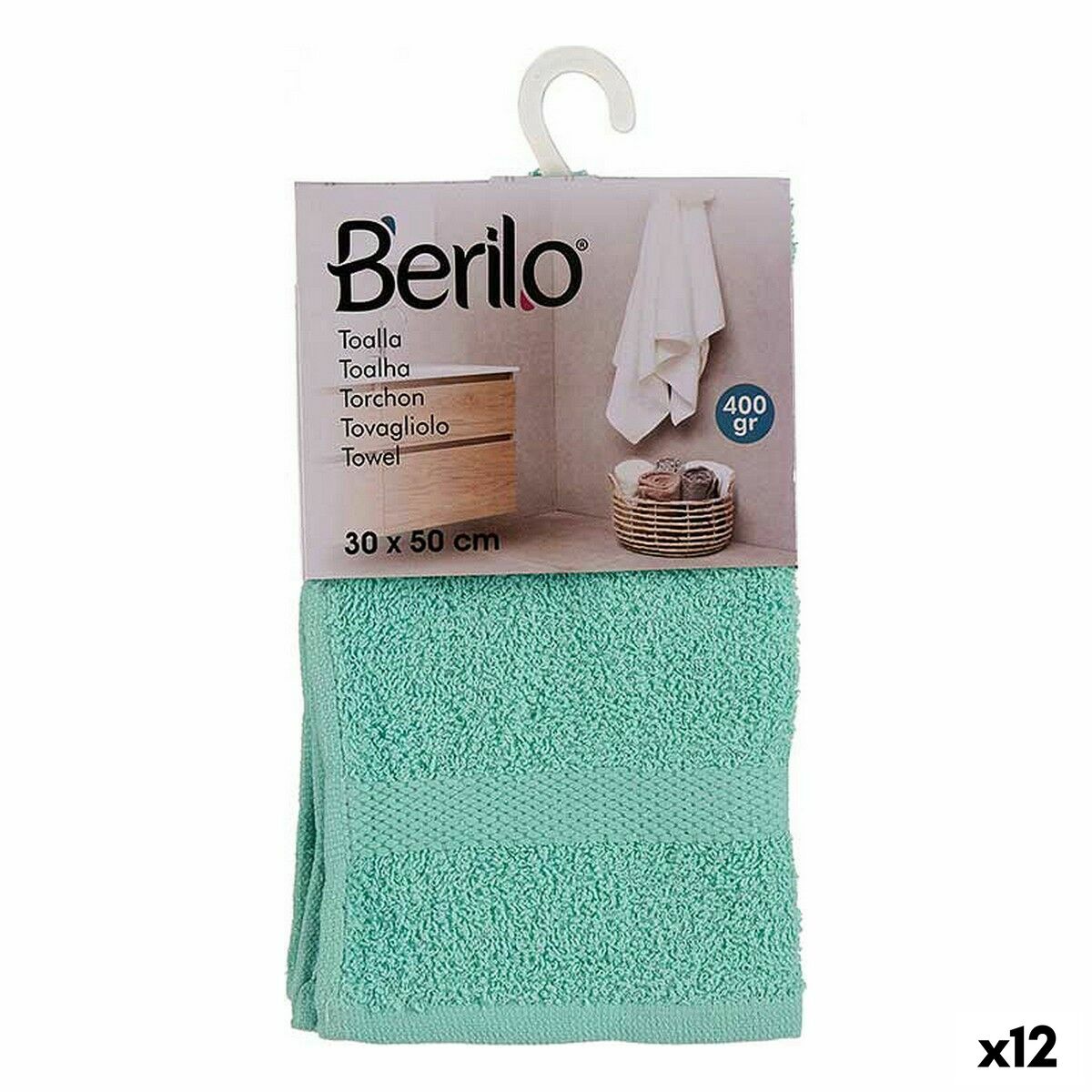 Badhandduk Berilo 5311 Turkos 80 % bomull 20 % Polyester 30 x 0,5 x 50 cm (12 antal)
