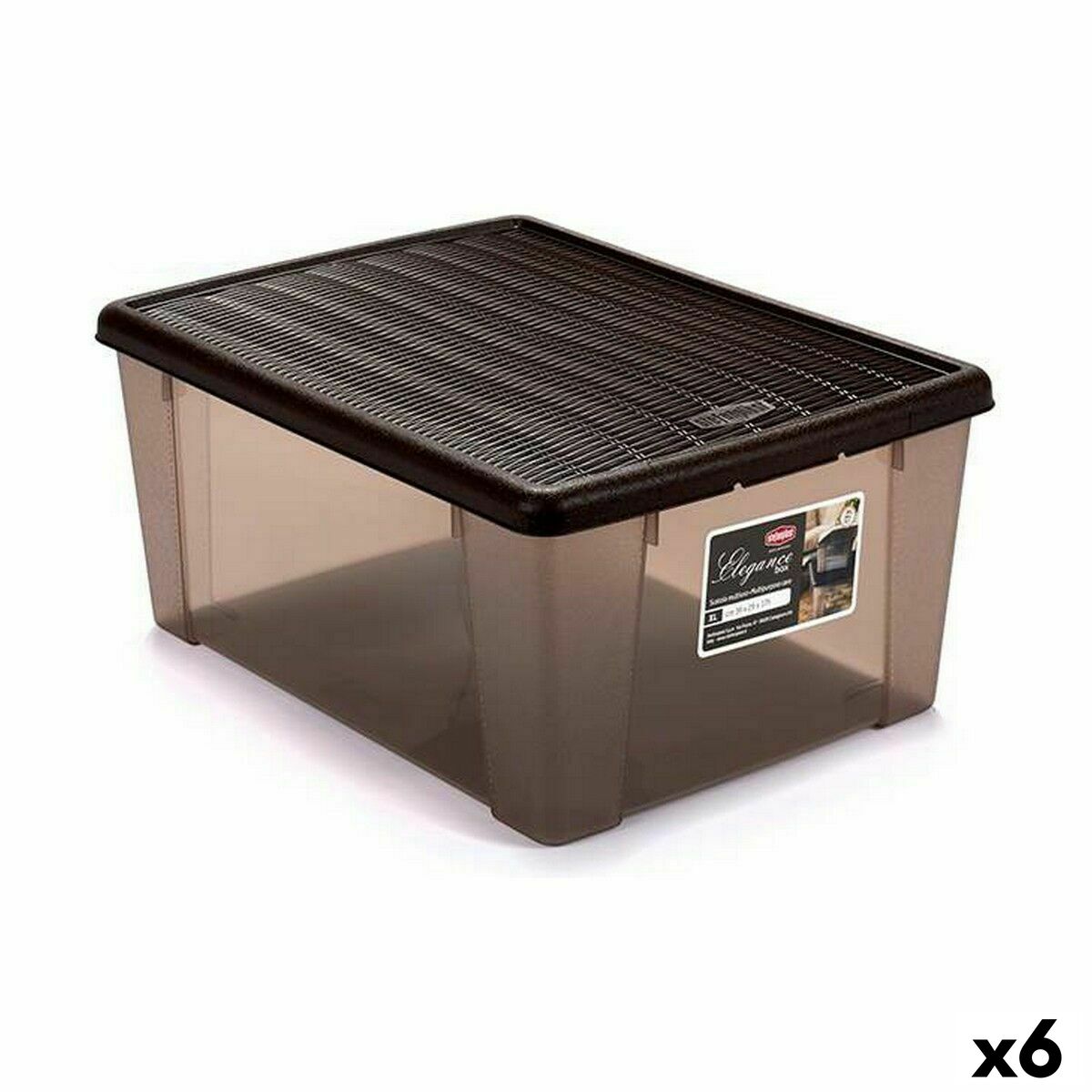 Förvaringslåda med lock Stefanplast Elegance Brun Plast 15 L 29 x 17 x 39 cm (6 antal)