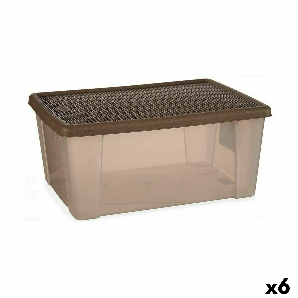 Förvaringslåda med lock Stefanplast Elegance Brun Plast 29 x 17 x 39 cm (6 antal)