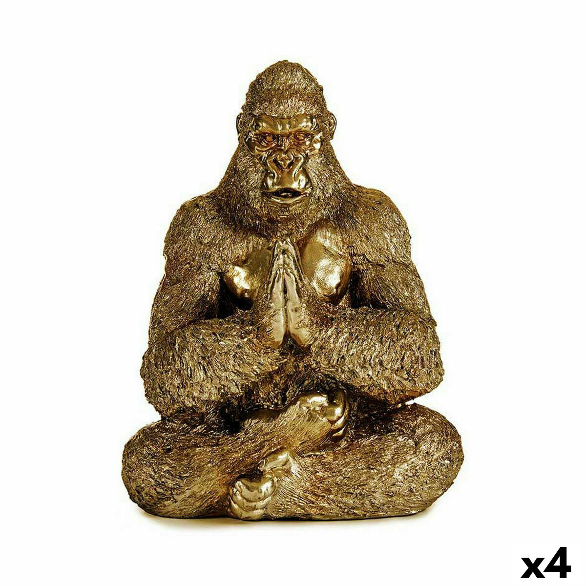 Prydnadsfigur Yoga Gorilla Gyllene 16 x 27,5 x 22 cm (4 antal)