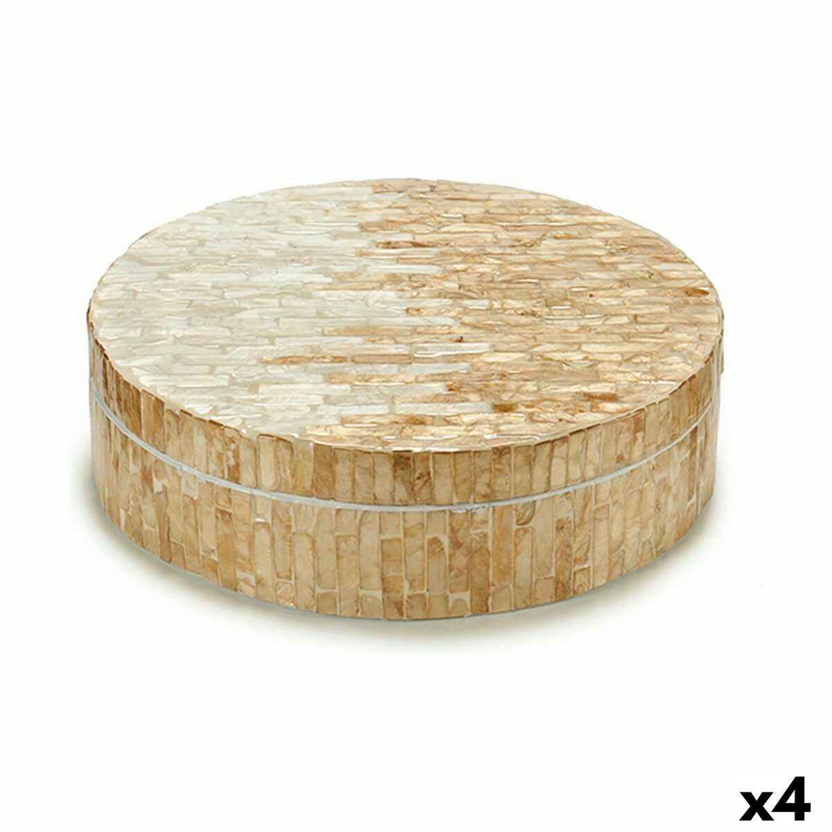 Dekorationslåda Vit Beige Pärlemor spånskiva 25 x 8 x 25 cm (4 antal)