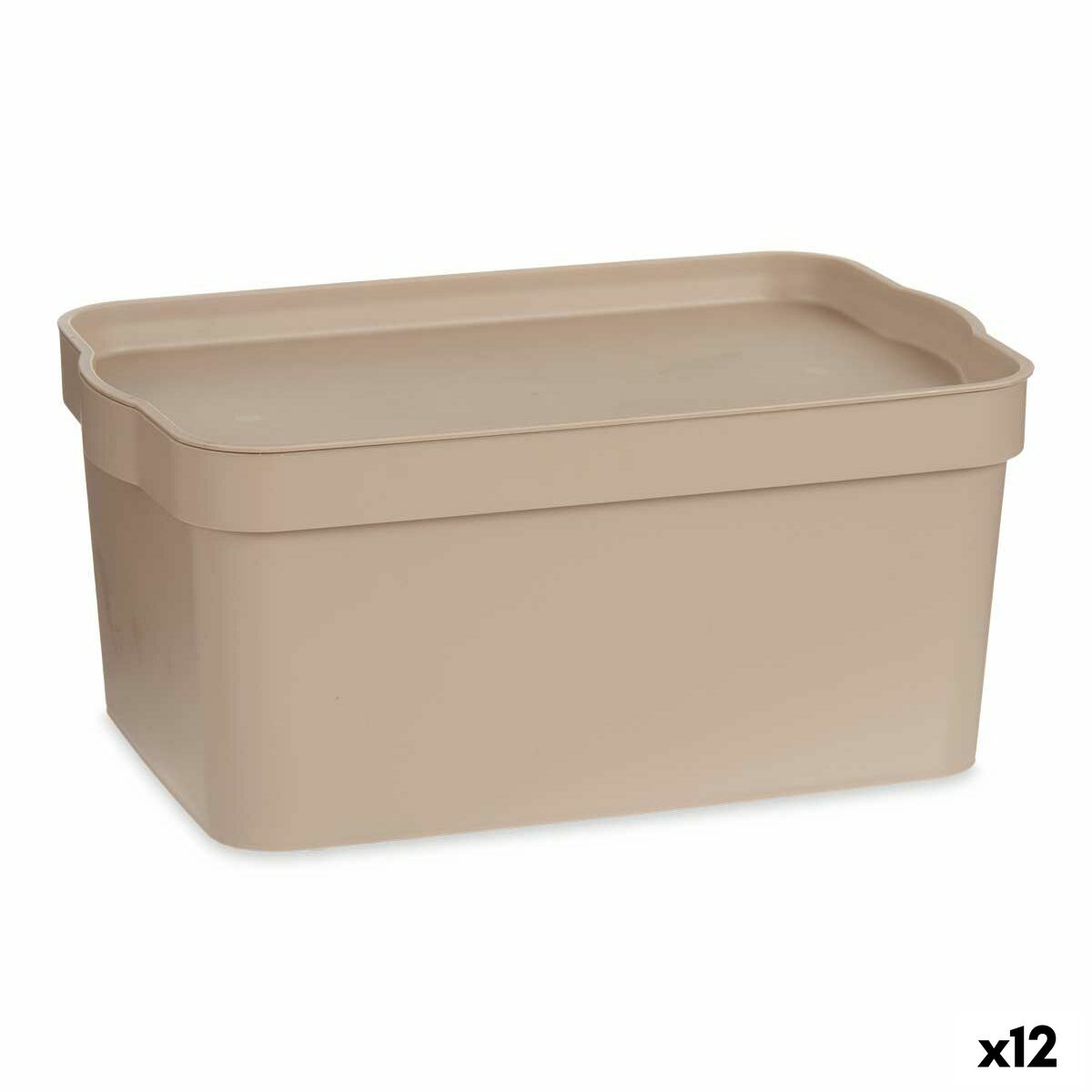 Förvaringslåda med lock Kipit TP594-3 Beige Plast 7,5 L 21,5 x 14,5 x 32 cm (12 antal)