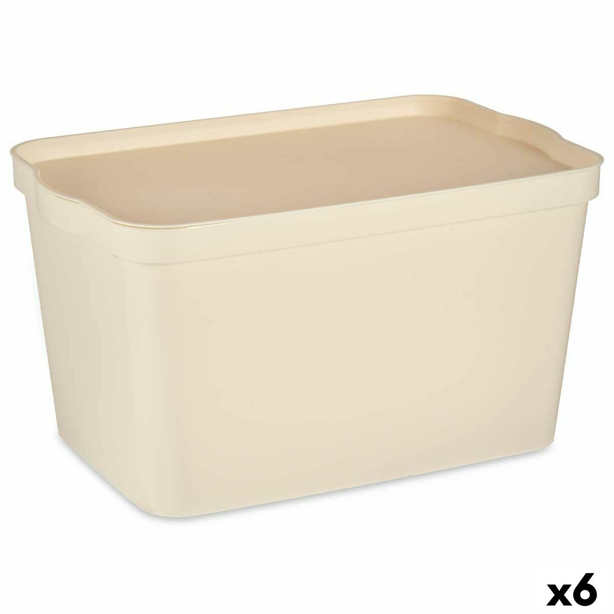 Förvaringslåda med lock Kipit TP596-3 Kräm Plast 24 L 29,3 x 24,5 x 45 cm (6 antal)
