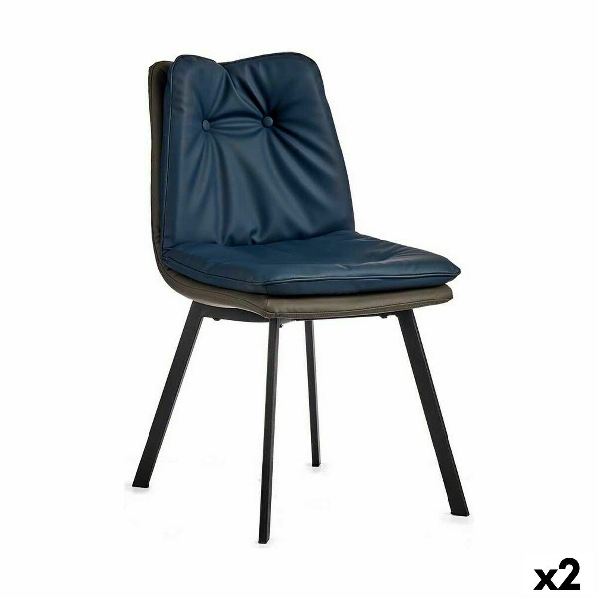 Fåtölj Knappar Blå Svart Grå Stål 62 x 85 x 47 cm (2 antal)