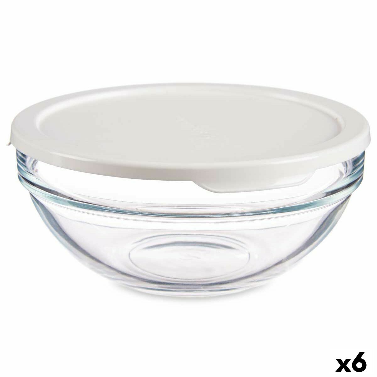 Rund matlåda med lock Pasabahce Chefs Vit 595 ml 14 x 6,3 x 14 cm (6 antal)