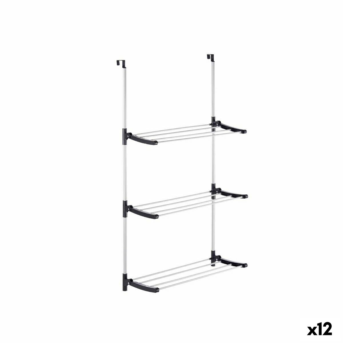 Klädhängare hopfällbar Kipit 17018 Svart Silvrig Metall Plast 65,5 x 29 x 129 cm Dörrar (12 antal)