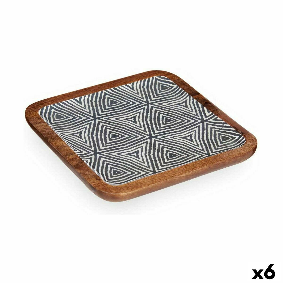 Bordsdekoration Vit Brun Svart Etnisk 25 x 25 cm (6 antal)