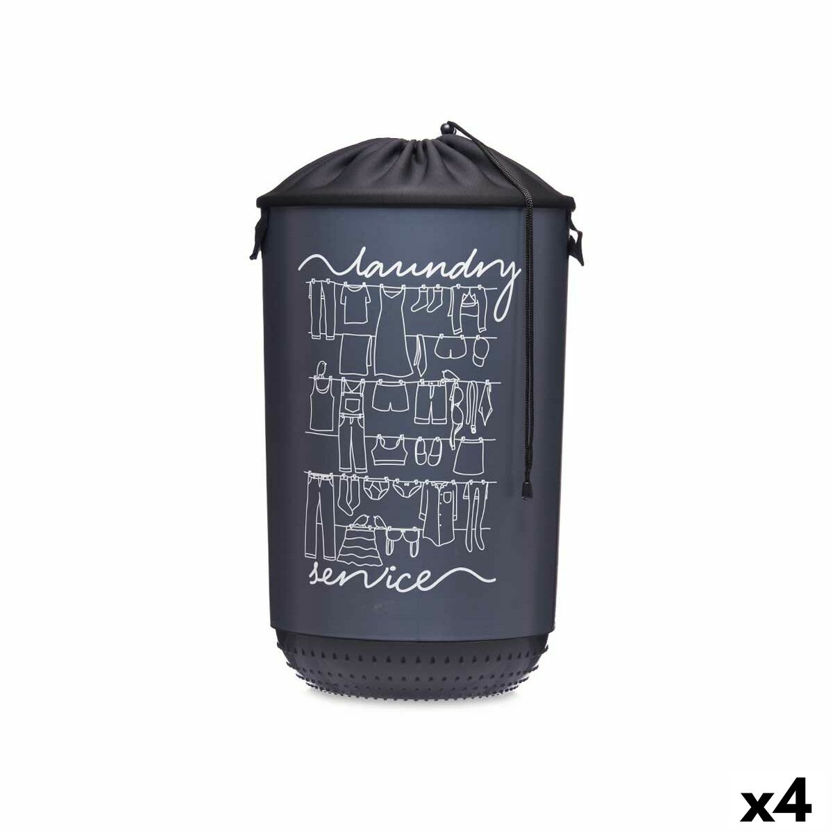 Tvättkorg Kipit Laundry Sevice Mörkblå Plast 40 L 34 x 52,5 x 34 cm (4 antal)
