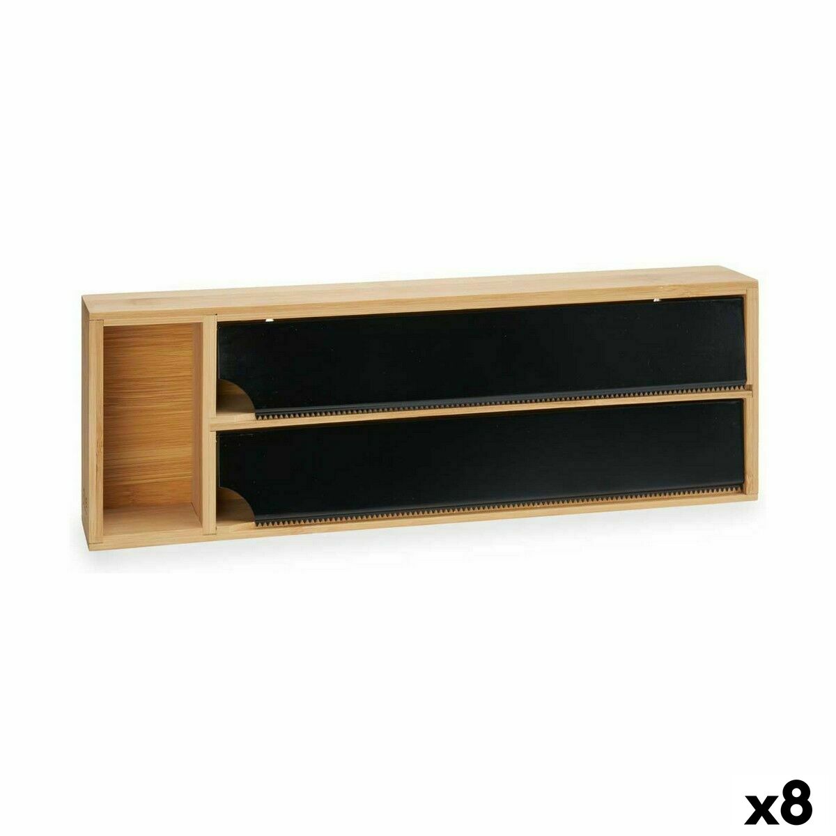 Pappersdispenser Double Svart Naturell Bambu Rostfritt stål 40 x 7 x 13 cm (8 antal)