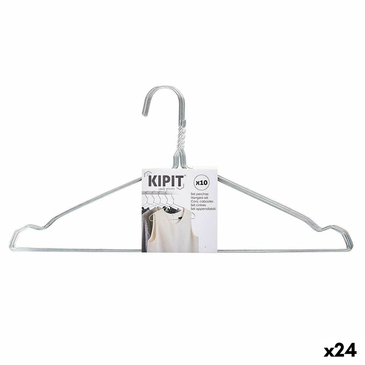 Klädhängarset Kipit HD092803 Silvrig Metall 40 x 1 x 20 cm (24 antal)
