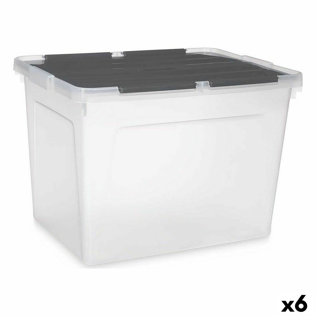 Förvaringslåda med lock Kipit 87953 Transparent Antracitgrå Plast 48 L (6 antal)