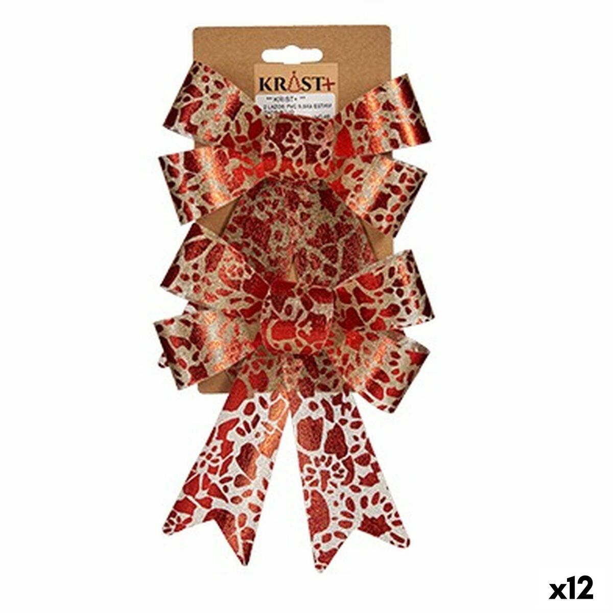 Lasso Julgranskula Tryck Röd Gyllene PVC 15 x 4 x 16 cm (12 antal)