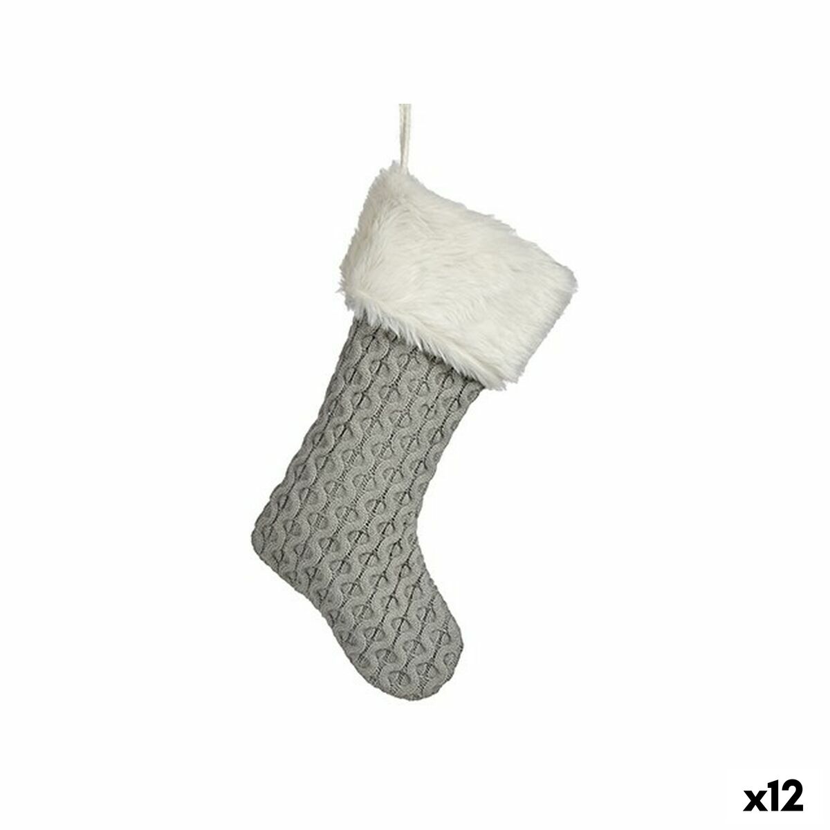Julgranskula Julstrumpa Grå Tyg 28 x 4 x 46 cm (12 antal)