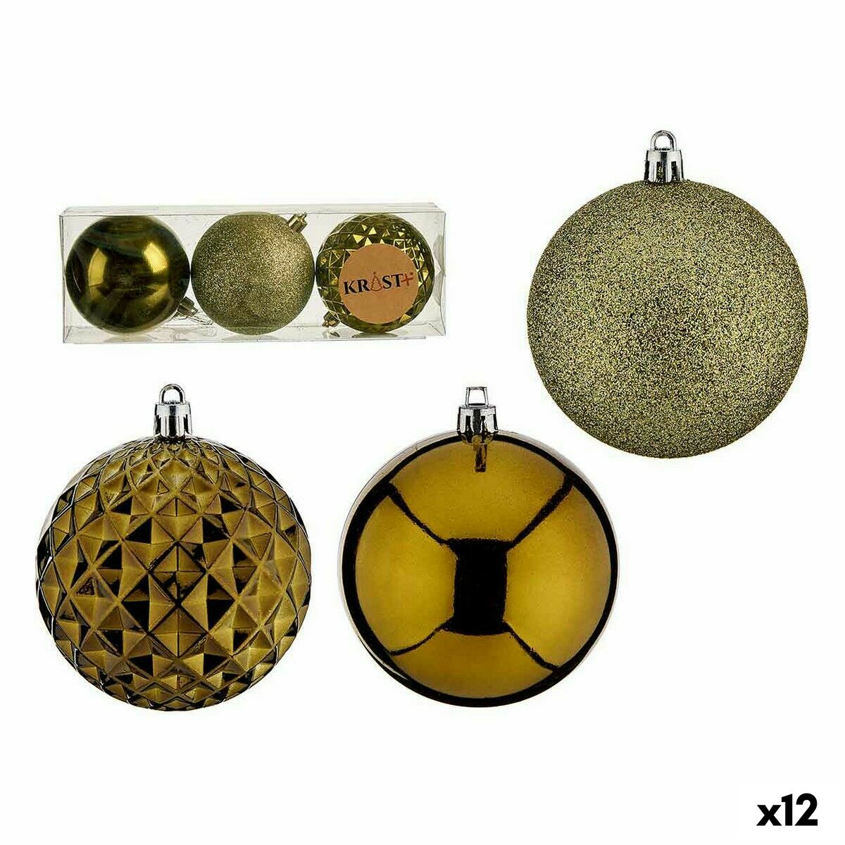 Uppsättning av julkulor Grön PVC Ø 8 cm (12 antal)